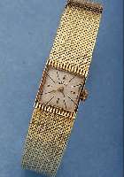 ROXY DAMENGOLDBANDUHR, DEUTSCHL./SCHWEIZ UM 1964, GG 585/000, BODEN GEDR., 17 ST., FORM- ANKERW. VOM AS, HANDAUFZUG, INCABL., L. CA. 17,3 CM, ...