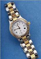 ATLANTIC DAMENARMBANDUHR, QUARTZ, REF.-NR. 6605, SCHWEIZ UM 1992, EDELST. MATT., LüN., KRONE UND ZWISCHENGL. DES EDELST.-BANDES HARTVERG., ...