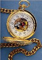 COLIBRI SAVONETTEHERRENTASCHENUHR, MICKY MOUSE, SCHWEIZ UM 1972, METALL HARTVERG, INCL.UHRENKETTE, BEIDE GEH.-SCHALEN MICKY MOUSE RELIEF., ...