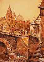 GRAF, KARL,  DER SPEYERER DOM VOM SPEYERBACH AUS GESEHEN, PASTELLZEICHNUNG VON 1934, LI. U. SIGN., CA. 47 X 33 CM, ...