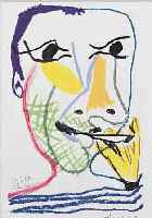 PICASSO, PABLO, 1881-1973, FARBLITHOGRAPHIE AUS DER EDITION DE BONHEUR VON 1964, RE. UNTEN HANDSIGNIERT, CA. 21 X 14 CM