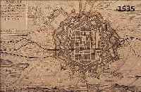 KUPFERSTICH VON J.B. NOLIN, DIE FESTUNG VON LANDAU, GEGLäTTETE BUGFALTE, CA. 27 X 42 CM, PP, U.GL., R.