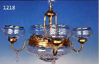 DECKENLAMPE, WOHL SPANIEN, UM 1910, MESSING UND GLASEINSäTZE, ELEKTR. NICHT GEPRüFT, DEKORATIV, MIN. ALTERSSCHäDEN H. 61 CM, ...