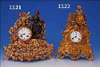 PENDULE, FRANKREICH, UM 1870/80, SPRITZGUß- GEHäUSE, GOLDFARBEN GELACKT, BäUERIN MIT ÄHR- EN, EMAILZIFFERBLATT, PENDULENWERK GEM. JAPY, ...