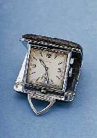 UNIVERSAL REISE/TASCHENUHR, REF.-NR. 2038, SCHWEIZ UM 1938, METALL VERCHR., BEIDE SCHALENLEDERBEZ., AUFSTELLB., VERS. ORIG.-BLATT, SIGN., ...