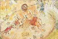 CHAGALL, MARC, 1887-1985, ZWEI FARBOFFSETS AUS: DIE ODYSEE, ED. DACO STUTTGART 1989, DOPPELBLäTTER MIT BUGFALTEN,PP