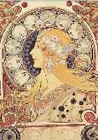 MUCHA, ALPHONSE, 1860-1939, FARBLITHOGRAPHIEEDITION GALERIE DU CENTRE MOURLOT PARIS 1986, NUM. 218/250, VON JIRI MUCHA HANDSIGNIERT, CA.57,5 X 39 CM