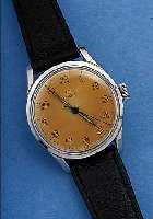 OMEGA HERRENARMBANDUHR, REF.-NR. 2640-4, SCHWEIZ UM 1953, EDELST., BODEN GESCHR., 17 ST., WERK VERG., HANDAUFZUGKAL. 283, SCHR.- UNR., ...