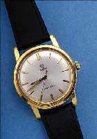OMEGA HERRENARMBANDUHR SEAMASTER, SCHWEIZ UM 1964, METALL VERG., BER., EDELST.-SCHR.- BODEN, WERK ROTVERG., 17 ST., HANDAUFZUGKAL. 600, ...