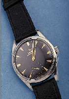 OMEGA HERRENARMBANDUHR SEAMASTER, REF.-NR. 2937-1, SCHWEIZ UM 1957, EDELST., ORIG.-BLATT FL., VERG. RUNDANKERW., 17 ST., HANDAUFZUGKAL.267, ...