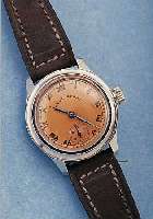 REVUE SPORT HERRENARMBANDUHR CONTRASID, REF.-NR. 116269, SCHWEIZ UM 1939, EDELST., KUPFERFARB. BLATT, 15 ST., HANDAUFZUGKAL. 56, ...