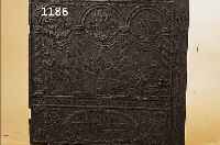 OFENPLATTE, UM 1960/70, SCHWARZ GELACKT, PERSONEN AM BRUNNEN, DAT. 1643, ALTERSBEDINGTEGEBRAUCHSSPUREN, CA: 68X54 CM.