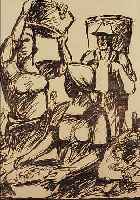 VORHAUER, GEORG, LITHOGRAPHIE BEI DER WEINLESE, SIGNIERT, 29 X 23 CM