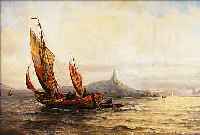 BYON, WOHL FRANZöSICHER MARINEMALER D. 19./20. JH., HIER: FISCHERBOOTE VOR DER KüSTE,QUALITäTVOLLE MALEREI, ÖL/LWD. (MIN. BESCH.), SIGN., ...