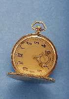 SAVONETTE-HERRENTASCHENUHR, SCHWEIZ F.D. DEUTSCHEN MARKT, 585/000 BICOLOR(WG-RG), STREIFENDEKOR, AUF SPRUNGDECKEL VERSCHL. ...