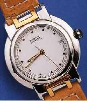 ERNEST BOREL ARMBANDCHRONOGRAPH DESIGN, REF.-NR. 7401, SCHWEIZ UM 1995, EDELST. POL., ZU DEN BANDANST. U. UNSICHTB. EDELST.-FALTSCHL. Z.T. ...