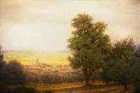 REINHOLD, WEBER, *1864 FRANKFURT/M., BLICK AUF EIN TAUNUSSTäDTCHEN MIT REIFEN KORNFEL- DERN IM VORDERGRUND, ÖL/LWD., (L. ...