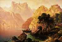 PICK, ANTON, *1840 GöRZ - WIEN, STUDIERTE IN MAILAND BEI ALB. ZIMMERMANN UND IN VENEDIG,WIRKTE SEIT 1867 IN WIEN, HIER: GEBIRGSSEE MIT ...