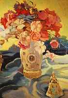 RICHTER, KARL, MüNCHENER KüNSTLER UM 1930, PRACHTVOLLES BLUMENSTILLEBEN MIT FIGUREN, ÖL/LWD., (L. KRAK.), SIGN. U. ORTSBEZ. MüNCHEN, ...