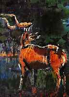 SCHERMOTZKI, KONVOLUT VON 3 BATIKEN, ANTILOPE, 54 X 38CM; ZWEI TROPISCHE VöGEL, 60 X 44 CM; FLüGEL SCHLAGENDER SCHWAN, 57 X 44CM, ...
