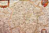 KOLOR. KUPFERSTICHK., V. J. JANSONIUS, CA. 1740, NASSOVIA COMITATUS, MIT PRACHVOLLER KARTUSCHE (KOLR.) UND SCHöNEM KOLOR. WAPPEN RE. O., ...