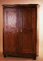 SCHRANK, UM 1850, EICHE MASSIV, ZWEITüRIG, ZERLEGBAR, CA. 182 X 126 X, 60 CM, ALTERSBED. SCHäDEN, OHNE SCHLüSSEL