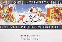 KONV. AUS 30 VERPACKUNGSMUSTERN FüR SCHOKOLA- DE, CA. 1930-70, BUNTE LITHOGR., VERSCH. MOTIVE AUCH WEIHNACHTS- U. OSTERMOTIVE, Z. B. TITANIA, ...