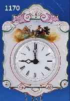PORZELLANSCHILDERUHR, SCHWARZWALD, UM 1880, PORZELLANSCHILD MIT JäGERMOTIV, HOLZPLATINEN- WERK, ORIGINALTüREN, HALBSTUNDENSCHLAG AUF TONFEDER, ...
