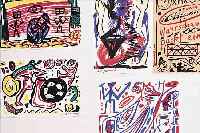 PENCK, A.R., GEB. 1939, KONVOLUT AUS SECHS MULTIPLES, FARBOFFSETS, ALLE HANDSIGNIERT, JE CA. 10 X 15 CM, U.GL