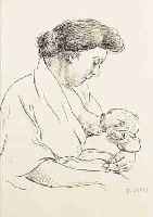 ZILLE, HEINRICH, 1858-1929, DIE MUTTER, LITHOGRAPHIE AUS KOMM KALINKEN KOMM, RE. U. HANDSIGNIERT, LEICHT GEBRäUNT, CA. 24 X 20 ...