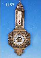 BAROMETER M. THERMOMETER, FRANKREICH, UM 1925, VERZIERTES BRONZEGUßGEHäUSE IM REINEN ART-DEKO-STIL MIT FLORALER ORNAMENTIK, INTAKT,H. 49 CM.