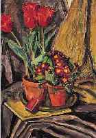 SCHMITT, AUGUT LUDWIG, 1882 APPENMüHLE BEI KARLSRUHE-1936 STUTTGART, STILLEBEN MIT TULPEN UND PRIMELN, ÖL/LWD, RE. O. MONOGR. UNDDAT. 1928, ...