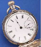 WALTHAM HERRENTASCHENUHR SAVONETTE, C.S. BARTLETT, USA UM 1883, MüNZSILBER, SCHWERE AUSF. BER., EMAILBL. SIGN., FEIN HAARR., ...