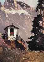 GRABONé, ARNOLD, 1896 MüNCHEN-1981 PERCHA, KLEINES KAPELLCHEN IM GEBIRGE, ÖL/LWD, LI. U. SIGN., MIT ALTERSBEDINGTEN KLEINEREN FARBAB- ...