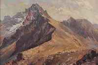 ZUSCHREIBUNG: GABLER, HANS, 1908 BABENHAUSEN- 1977 OBERSTDORF, LANDSCHAFT IM HOCHGEBIRGE, ÖL/MALKARTON, CA. 36 X 46 CM, R.