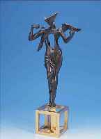 DALI, SALVADOR, 1904-1989, DER SURREALISTISCHE ENGEL, BRONZEFIGUR, NUM. 1165/1500, AUF POLIERTEM MESSINGSOCKEL, GESAMTH. CA. ...