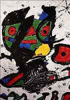 MIRO, JOAN, 1893-1983, ZWEI FARBLITHO- GRAPHIEN, BEIDE IM STEIN SIGN., CA. 61 X 48 UND 50 X 46 CM