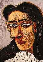 PICASSO, PABLO, 1881-1973, TETE DE FEMME, FARBLITHOGRAPHIE, GEDRUCKT VON HENRI DESCHAMPS, PARIS, CA. 34 X 43 CM