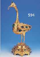 SKULPTUR, RAJASTAN/INDIEN, UM 1860-70, METALL VERGOLDET, REICHE GESäGTE DURCHBRUCH- ARBEIT, MIT MALACHITPLATTEN APPLIZIERT, H. CA. 67 CM