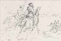 SLEVOGT, MAX, 1868-1932, ZWEI LITHOGRAPHIEN AUS: CORTEZ: EROBERUNG MEXIKOS, UM 1915-18, AUF CHINAPAPIER, BEIDE HANDSIGNIERT, EINES DER 20 ...