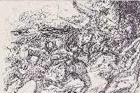 SLEVOGT, MAX, 1868-1932, ZWEI LITHOGRAPHIEN AUS: CORTEZ: EROBERUNG MEXIKOS, UM 1915-18, AUF CHINAPAPIER, BEIDE HANDSIGNIERT, EINES DER 20 ...