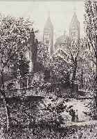 MANNFELDT, B., AUS DEM DOMGARTEN IN SPEYER, RADIERUNG, CA. 32 X 24 CM, U.GL., R.