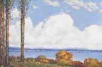 BüCHTGER, ROBERT, 1862 PETERSBURG-1951 MüNCHEN, UM 1910 ENT- STANDEN, LANDSCHAFT AM CHIEMSEE, ÖL/LWD, LI. U. SIGN., ...