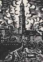 MASEREEL, FRANS, 1889-1972, ZWEI HOLZSCHNITTE AUS: DAS GESICHT HAMBURGS, AUF JAPANPAPIER, BEIDE HANDSIGNIERT, CA. 13 X 11 CM, ...