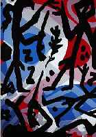 PENCK, A.R., GEB. 1939, BEGEGNUNG AN DER ELBE, FARBSERIGRAPHIE, HANDSIGNIERT, AUS EINER 50ER AUFLAGE, CA. 68 X 48 CM
