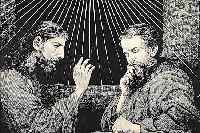 THOMA, HANS, 1839-1924, CHRISTUS UND NIKO- DEMUS, LITHOGRAPHIE, MITTIG UNTEN STEMPEL- SIGNATUR, CA. 38,5 X 48 CM, LEICHT GEBRäUNT
