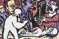 PENCK, A.R., GEB. 1939, KONVOLUT AUS VIER POSTKARTENMULTIPLES, FARBOFFSETS, ALLE HANDSIGNIERT, JE CA. 10 X 15 CM, ...