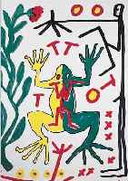 PENCK, A.R., GEB. 1939, FARBOFFSET, HANDSIGNIERT, CA. 56,5 X 41,5 CM, PP, U.GL.,R.