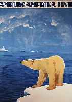 PLAKAT: HAMBURG-AMERIKA-LINIE, HAPAG-FJORD UND POLARFAHRTEN, ENTWURF L. OLSHAUSEN-SCHöNBERGER, GEDRUCKT BEI MüHL- MEISTER ...