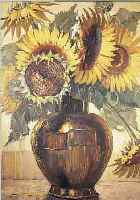 CLAUSMEYER, KLAUS, *1887 DüSSELDORF - 1968, SONNENBLUMEN IN MESSINGVASE, ÖL/LWD., SIGN., 80 X 65,5 CM, R.
